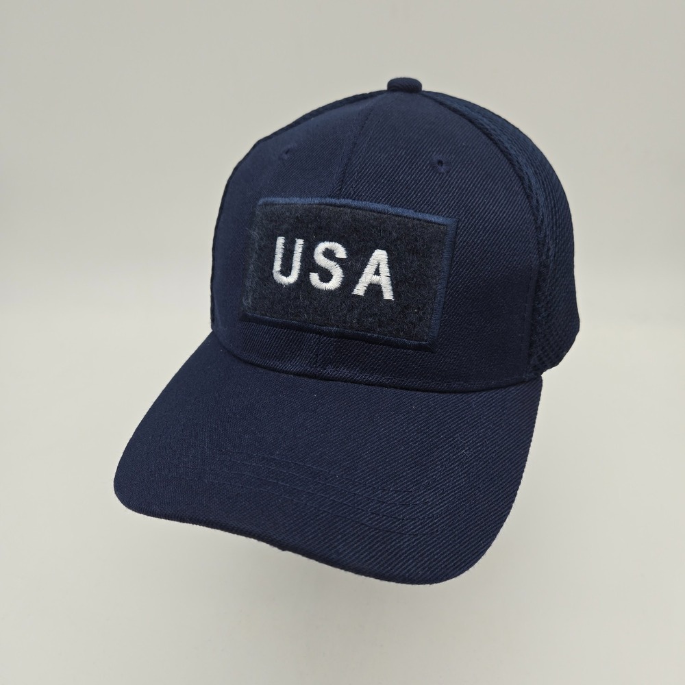 America USA Strapback Hat Baseball Cap Blue Embroidered Patriotic OSFA